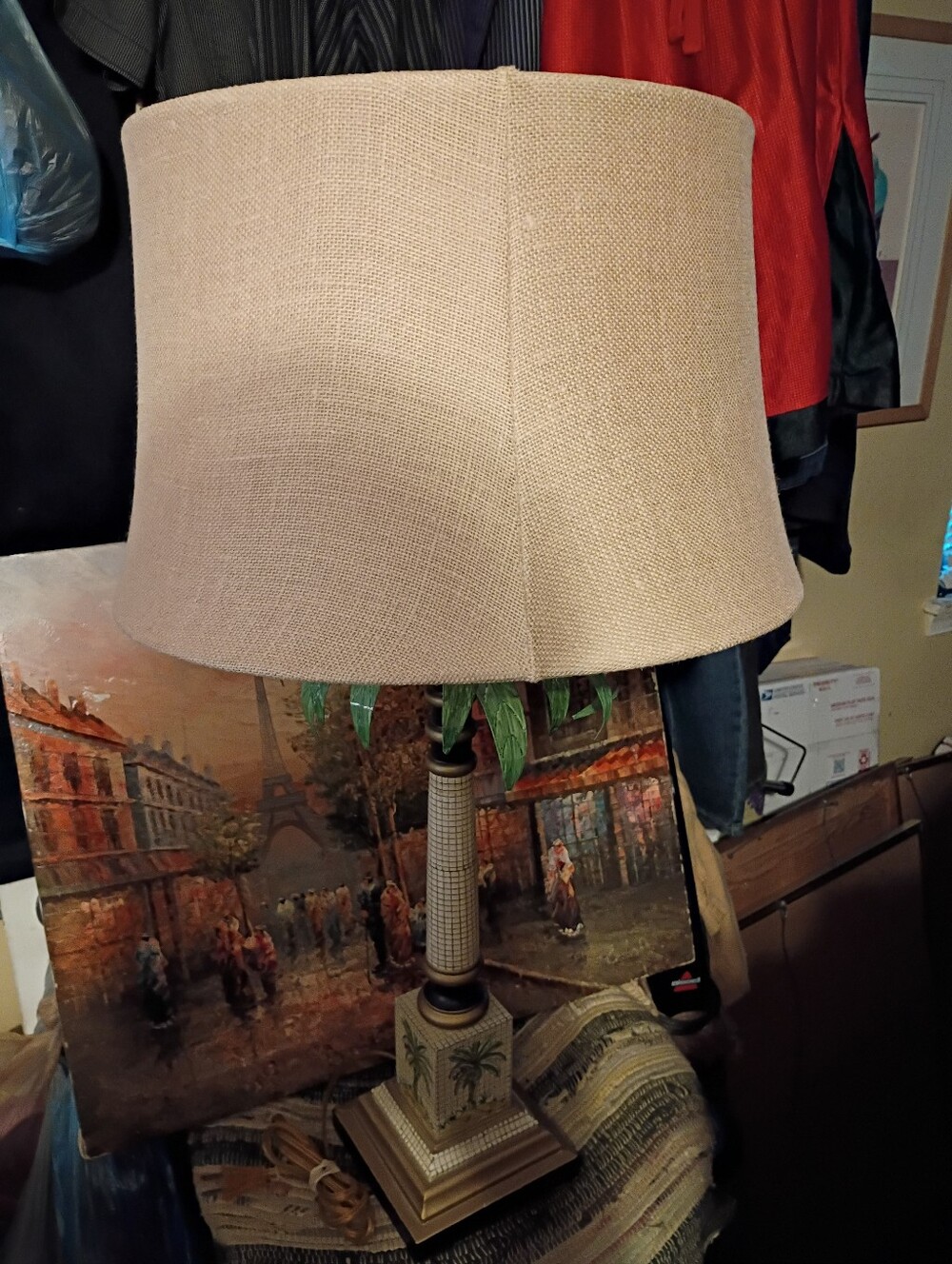 Hollywood Regency-Palm In Leaf Table Lamp with Green Metal Palm Foliage Vintage. - Picture 5 of 5